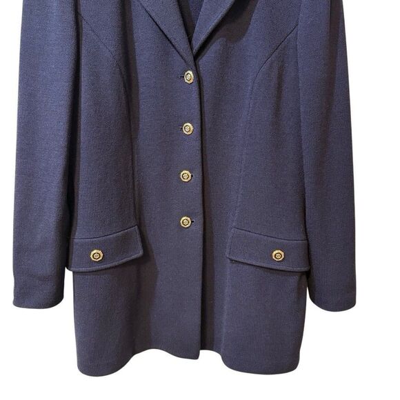St. John Collection By Marie Gray Womens Four Button Santana Knit Jacket 10 Navy - Picture 5 of 13